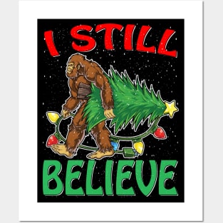 Bigfoot Sasquatch Yeti Believe santa hat Christmas Pajamas T-Shirt VER1 Posters and Art